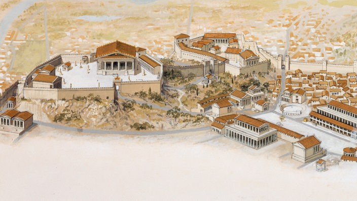 Rekonstruktion des Kapitols mit Jupiter-Tempel.