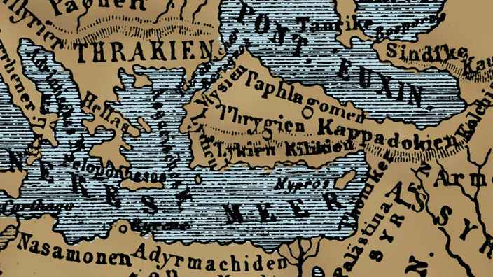 Historische Landkarte nach Herdot von Halikarnassos in der heutigen Türkei
