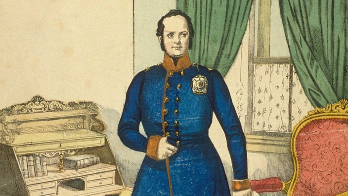 König Friedrich Wilhelm IV. auf einer Grußkarte zum neuen Jahr 1849
