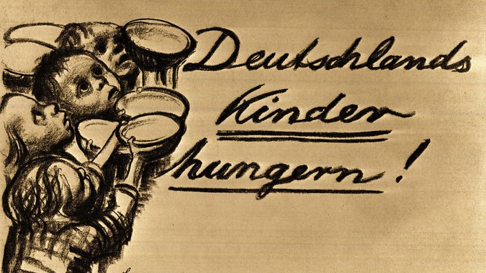 Lithografie von Käthe Kollwitz: "Deutschlands Kinder hungern"