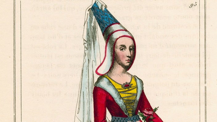 Mittelalterliche Dame mit einem Hennin