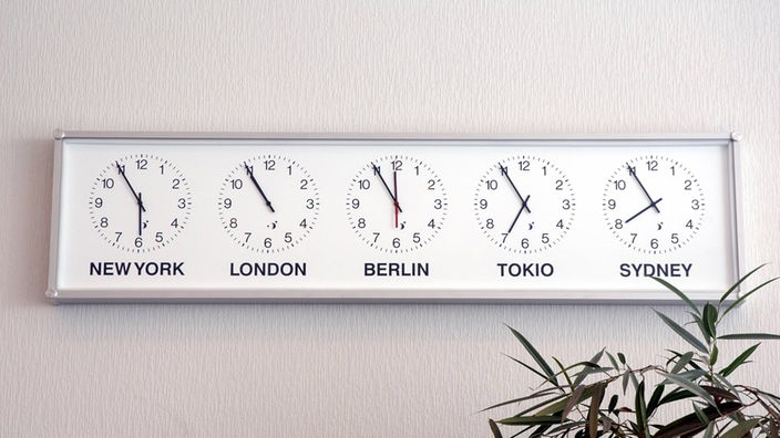 Uhrzeiten in verschiedenen Zeitzonen