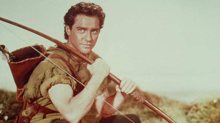 Richard Todd als Robin Hood  im Spielfilm "Robin Hood, Rebell des Königs" (1952)
