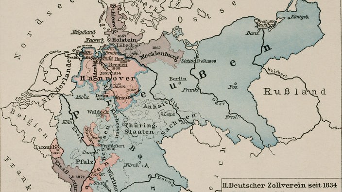 Karte des Deutschen Zollvereins von 1834