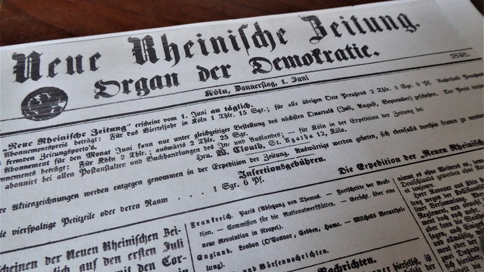 Titelseite der "Neuen Rheinischen Zeitung" vom 1. Juni 1848