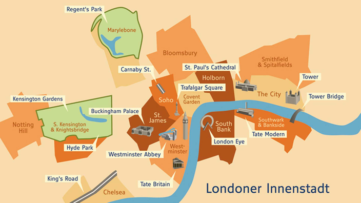 Karte der Londoner Innenstadt.