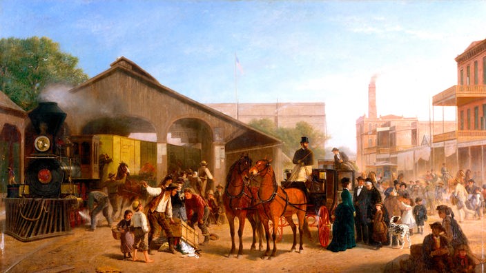 Gemälde der Sacramento Railroad Station 1874