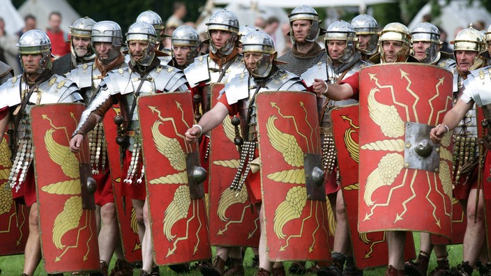 Rollenspiel: Gruppe römischer Soldaten 