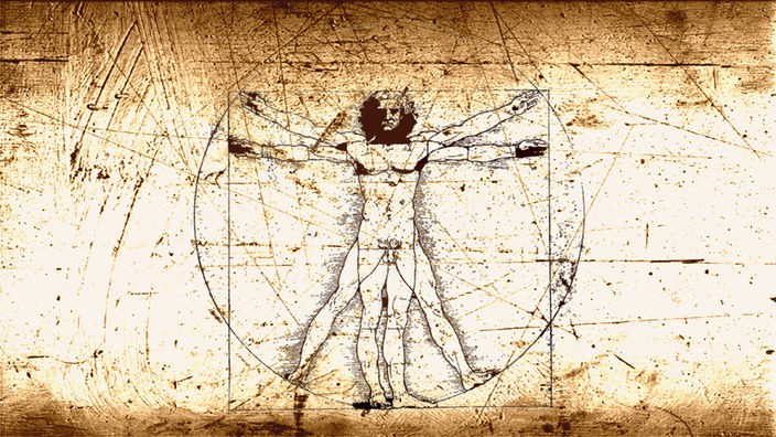 Zeichnung von Leonardo da Vinci zur Anatomie des Menschen.