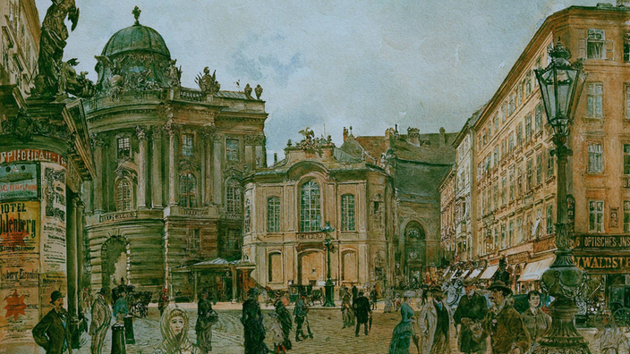 Ein Aquarell der Kaiserlichen Hofburg in Wien um 1883.