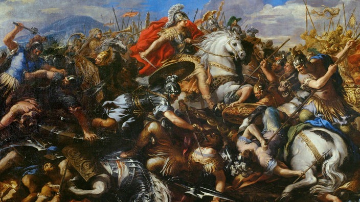 "Die Schlacht Alexanders des Großen gegen König Darius" (Gemälde aus dem 17. Jahrhundert) | Bildquelle: akg-images / Erich Lessing "Die Schlacht Alexanders des Großen gegen König Darius" (Gemälde aus dem 17. Jahrhundert)