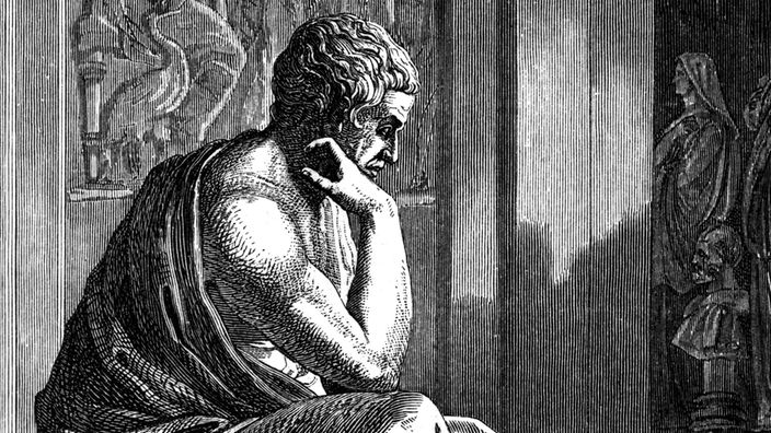 Zeichnung: Der griechische Philosoph Aristoteles.