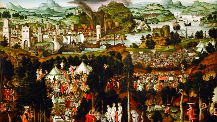 Gemälde: Schlachten- und Belagerungsszenen um Troja