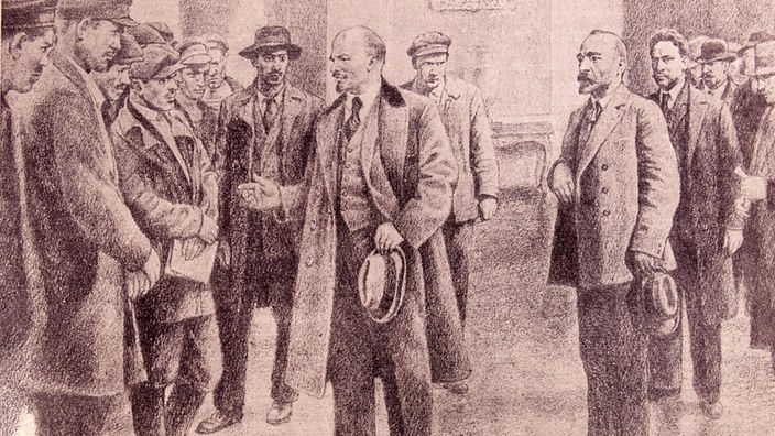 Gemälde: Lenin bei seiner Ankunft am Finnischen Bahnhof in Petrograd