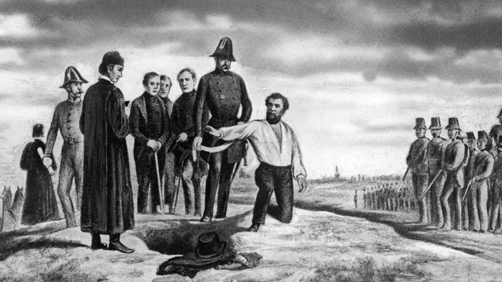 Der Politiker Robert Blum wird am 9.11.1848 von Soldaten erschossen