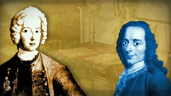 Kurzer Beitrag über die Freundschaft zwischen Friedrich und Voltaire mit anschließendem Gespräch im Studio mit Johannes Unger.