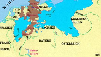 Karte von Preußen 1866.