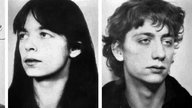 Schwarzweiß-Fotografien der gesuchten RAF-Mitglieder Staub, Klette und Garweg