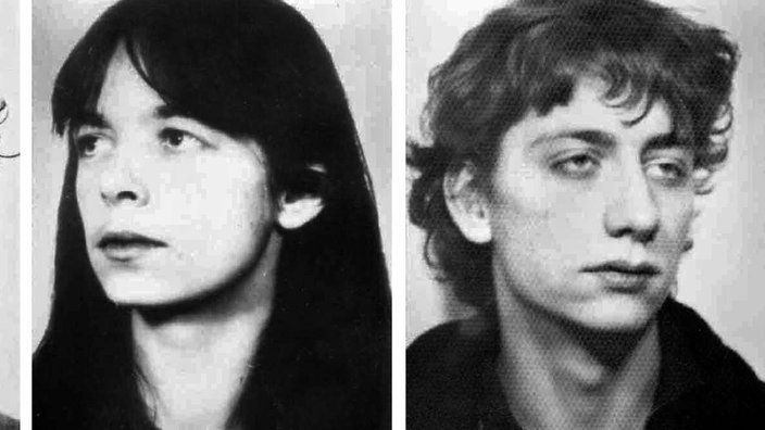 Schwarzweiß-Fotografien der gesuchten RAF-Mitglieder Staub, Klette und Garweg | Bildquelle: dpa Schwarzweiß-Fotografien der gesuchten RAF-Mitglieder Staub, Klette und Garweg