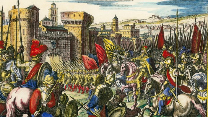 Gemälde: Barbarossa zieht in Mailand ein.