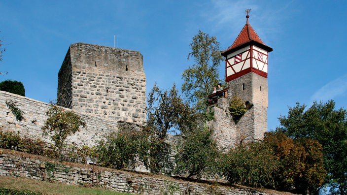 Fotographie der Kaiserpfalz mit Wehrmauer.