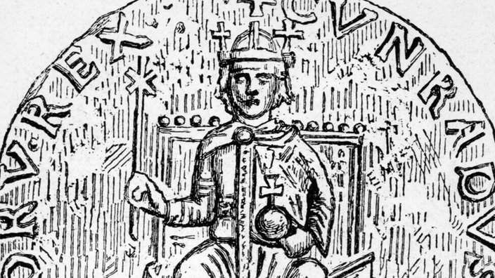 Königssiegel mit der Abbildung von Konrad III. | Bildquelle: picture-alliance / akg-images Königssiegel mit der Abbildung von Konrad III.