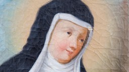 Eine gemaltes Portrait von der Nonne Hildegard von Bingen.
