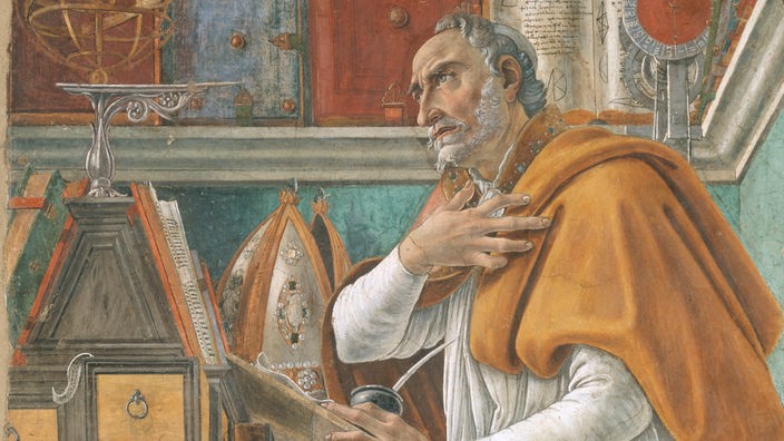 Gemälde: Der heilige Augustinus an seinem Schreibpult.