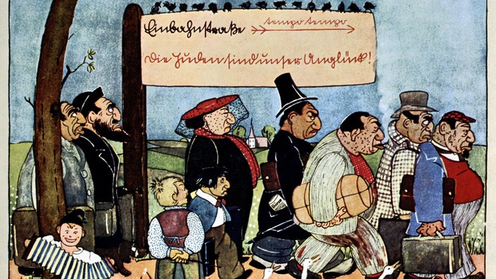 Judenfeindliche Darstelllung in einem Kinderbuch der 30er Jahre. | Bildquelle: Interfoto Judenfeindliche Darstelllung in einem Kinderbuch der 30er Jahre.