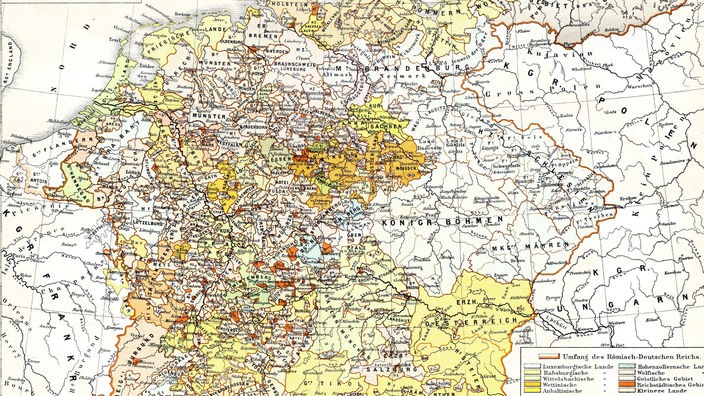 Historische Landkarte von Europa nach dem Tod von Kaiser Karl IV, 1378