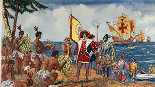 Gemälde: Christoph Kolumbus betritt amerikanischen Boden