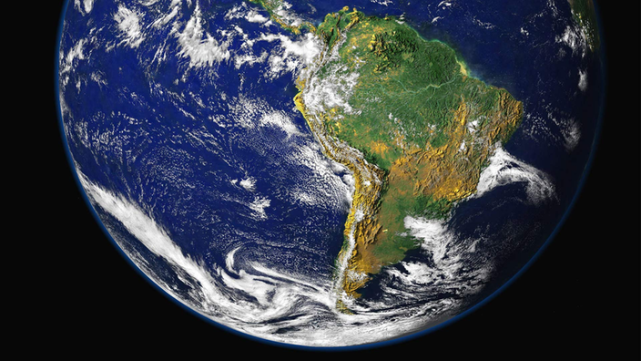 Das Bild zeigt Südamerika aus dem All