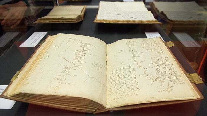 Aufgeschlagene Seite von Humboldts originalen Reisetagebüchern