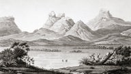 Schwarzweiß-Stich: Blick auf die Anden nach einer Skizze von Humboldt