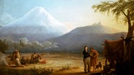 Gemälde: Alexander von Humboldt mit Weggefährten am Fuß des Chimborazo