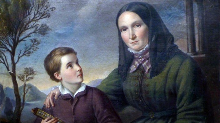 Gemälde: Humboldt als Kind mit seiner Mutter