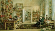 Gemälde: Humboldt in einem Sessel in seiner Bibliothek