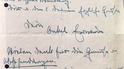Unterschrift Erwin Rommels in einem Brief an seine uneheliche Tochter