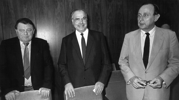 Franz Josef Strauß, Helmut Kohl und Hans-Dietrich Genscher 1982.