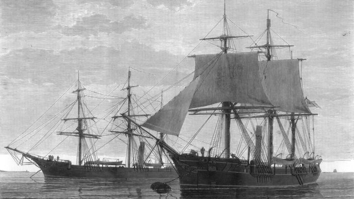 Gemälde der HMS 'Discovery' und HMS 'Alert'