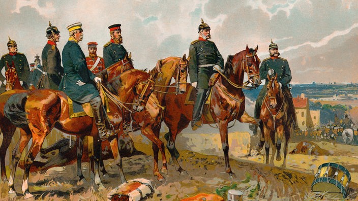 Bismarck mit Kaiser Wilhelm I. während des deutsch-französischen Krieges