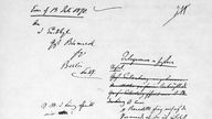 Ein handgeschriebenes Schriftstück, datiert auf den 19. Juli 1870. Die sogenannte Emser Depesche mit durchgestrichenen Textteilen.