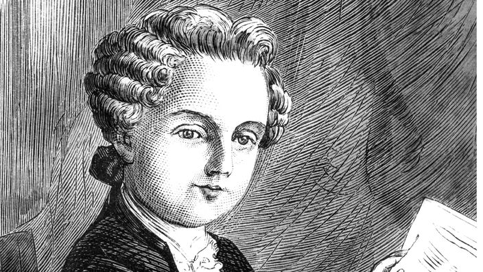 Pastellbild von Mozart als Kind am Klavier