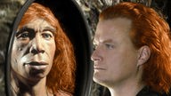 Rothaariger Neandertaler und rothaariger moderner Mensch