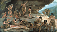 Zeichnung: Höhlenleben in der Steinzeit