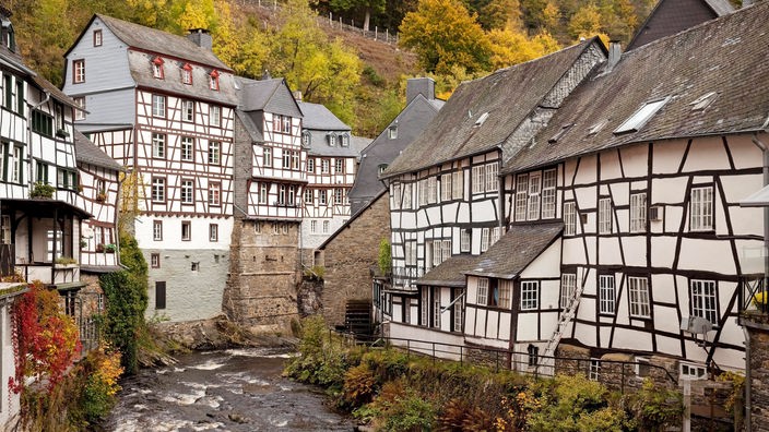 Fachwerkhäuser in Monschau in der Eifel
