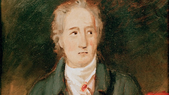 Gemälde von Johann Wolfgang von Goethe am Schreibtisch sitzend mit einem Brief in der Hand