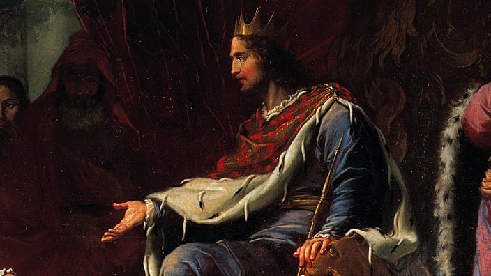 Gemälde: Salomo auf seinem Thron.