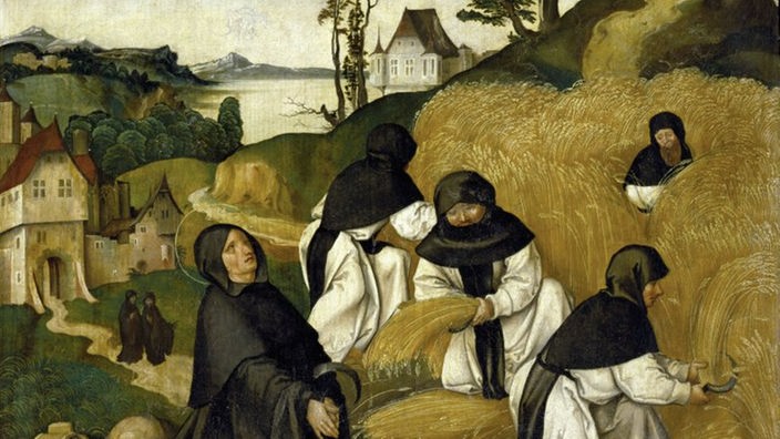 Gemälde: 'Gebet des Heiligen Bernhard um gute Ernte' (1500).