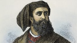 Zeichnung von Marco Polo im Porträt